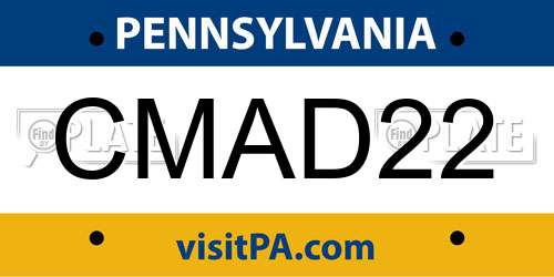 CMAD22 Pennsylvania License Plate