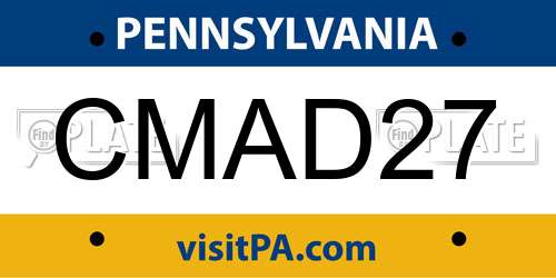 CMAD27 Pennsylvania License Plate