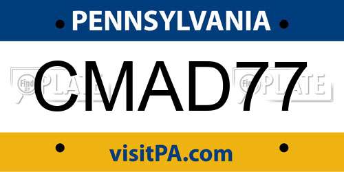 CMAD77 Pennsylvania License Plate