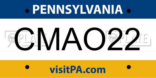 CMAO22 Pennsylvania License Plate