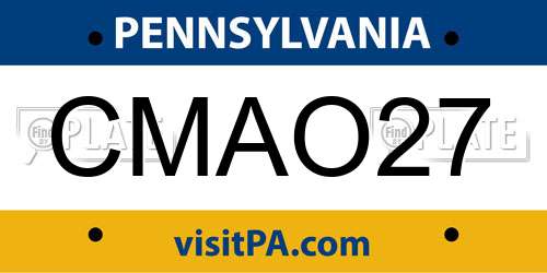 CMAO27 Pennsylvania License Plate