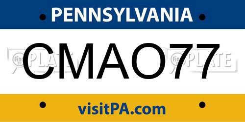 CMAO77 Pennsylvania License Plate