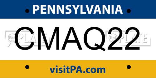 CMAQ22 Pennsylvania License Plate