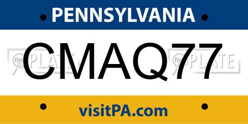 CMAQ77 Pennsylvania License Plate