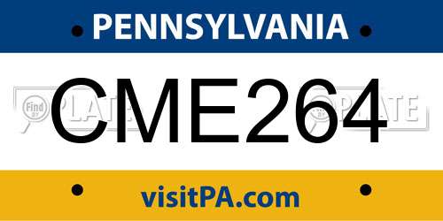 CME264 Pennsylvania License Plate