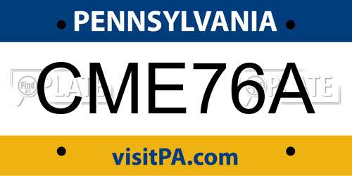 CME76A Pennsylvania License Plate