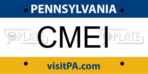 CMEI Pennsylvania License Plate