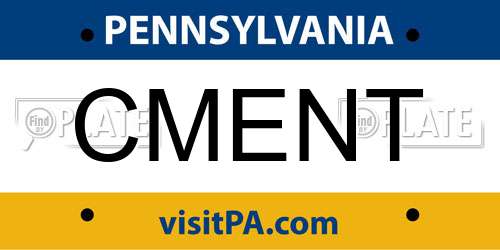 CMENT Pennsylvania License Plate