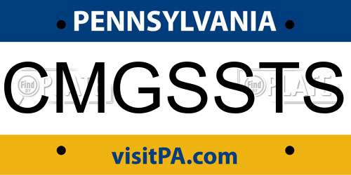 CMGSSTS Pennsylvania License Plate