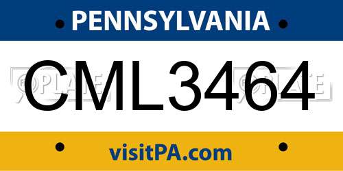 CML3464 Pennsylvania License Plate