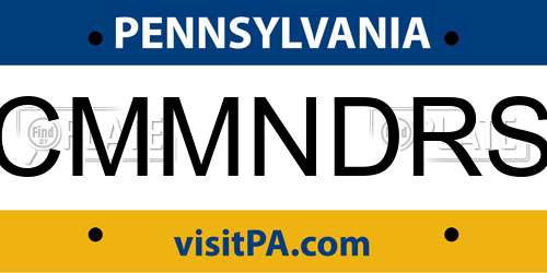 CMMNDRS Pennsylvania License Plate