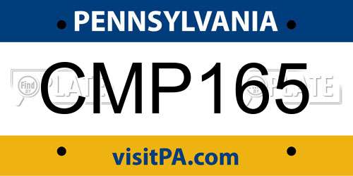 CMP165 Pennsylvania License Plate