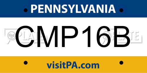 CMP16B Pennsylvania License Plate