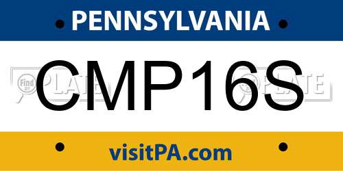 CMP16S Pennsylvania License Plate
