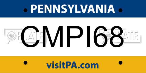 CMPI68 Pennsylvania License Plate