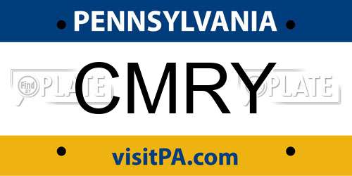CMRY Pennsylvania License Plate