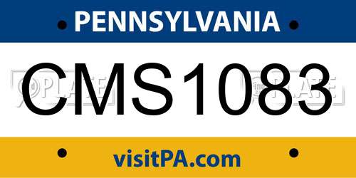 CMS1083 Pennsylvania License Plate
