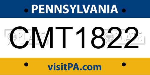 CMT1822 Pennsylvania License Plate