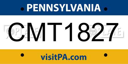 CMT1827 Pennsylvania License Plate
