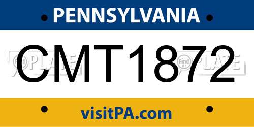CMT1872 Pennsylvania License Plate
