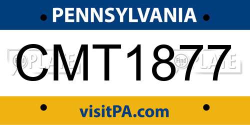 CMT1877 Pennsylvania License Plate