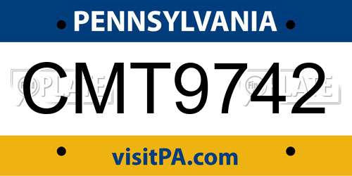CMT9742 Pennsylvania License Plate