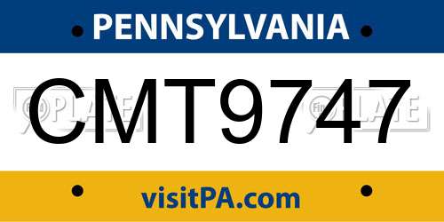 CMT9747 Pennsylvania License Plate