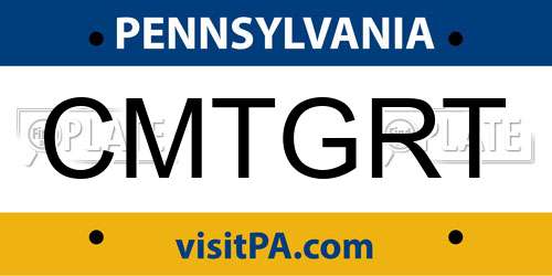 CMTGRT Pennsylvania License Plate