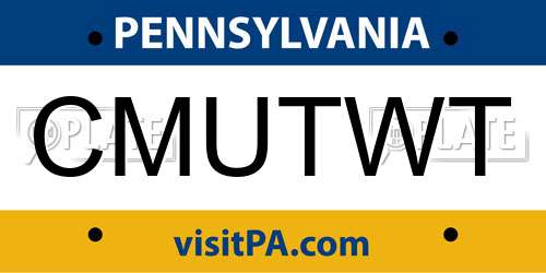 CMUTWT Pennsylvania License Plate