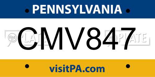 CMV847 Pennsylvania License Plate