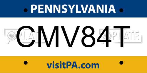 CMV84T Pennsylvania License Plate