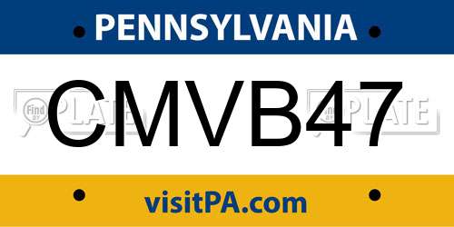 CMVB47 Pennsylvania License Plate