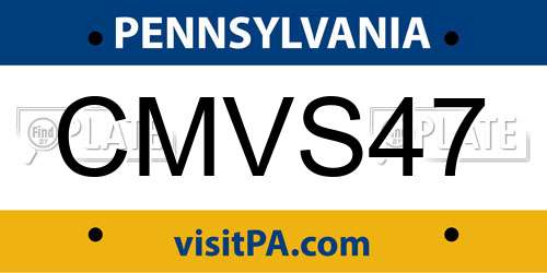 CMVS47 Pennsylvania License Plate