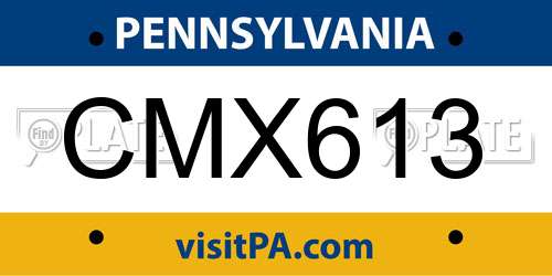 CMX613 Pennsylvania License Plate