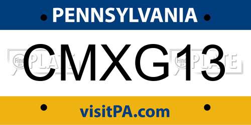 CMXG13 Pennsylvania License Plate