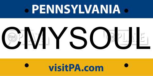 CMYSOUL Pennsylvania License Plate