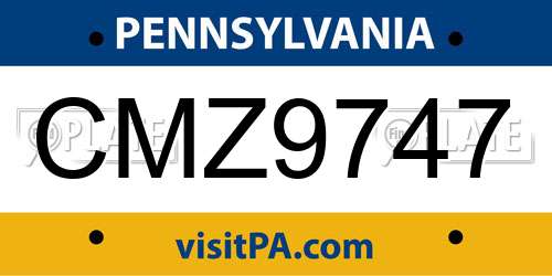 CMZ9747 Pennsylvania License Plate