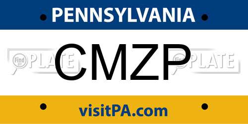 CMZP Pennsylvania License Plate