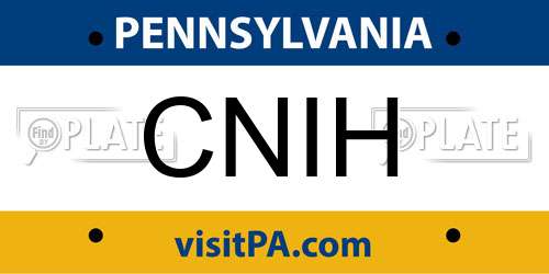 CNIH Pennsylvania License Plate