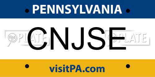 CNJSE Pennsylvania License Plate