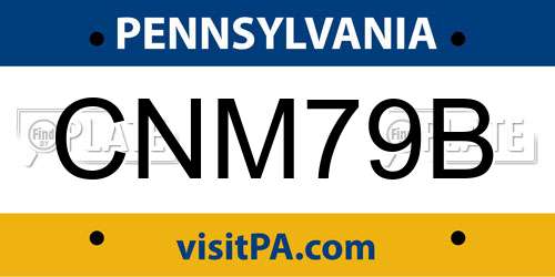 CNM79B Pennsylvania License Plate