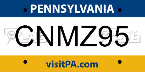 CNMZ95 Pennsylvania License Plate