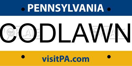 CODLAWN Pennsylvania License Plate