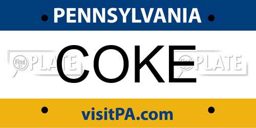 COKE Pennsylvania License Plate