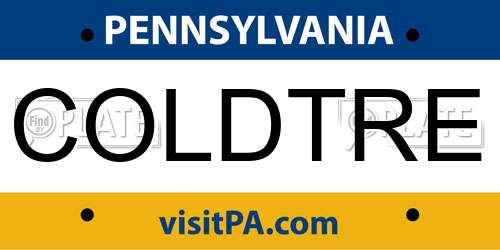 COLDTRE Pennsylvania License Plate
