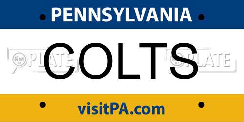 COLTS Pennsylvania License Plate