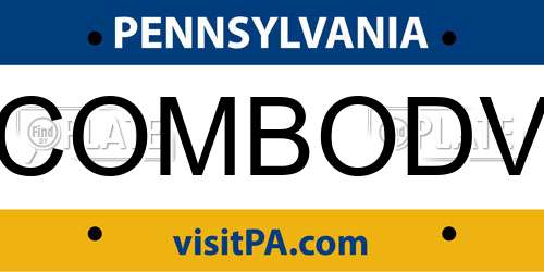 COMBODV Pennsylvania License Plate