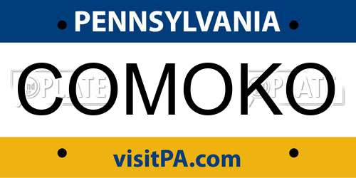 COMOKO Pennsylvania License Plate