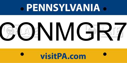 CONMGR7 Pennsylvania License Plate