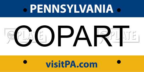 COPART Pennsylvania License Plate